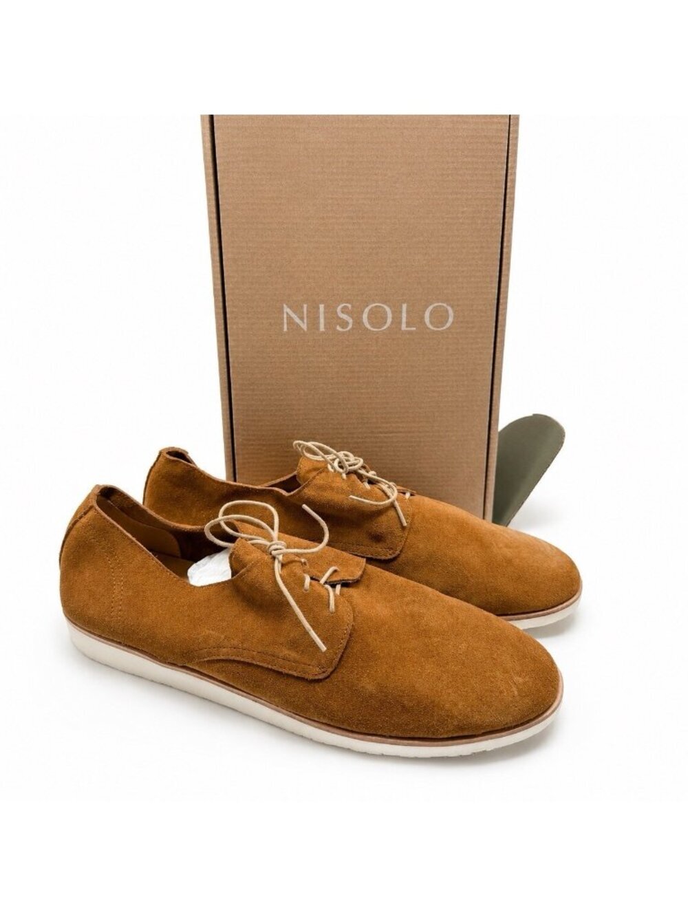 Nisolo Lightweight Flex Derby 10.5 Tan Suede Packable Travel Ethical Minimalist